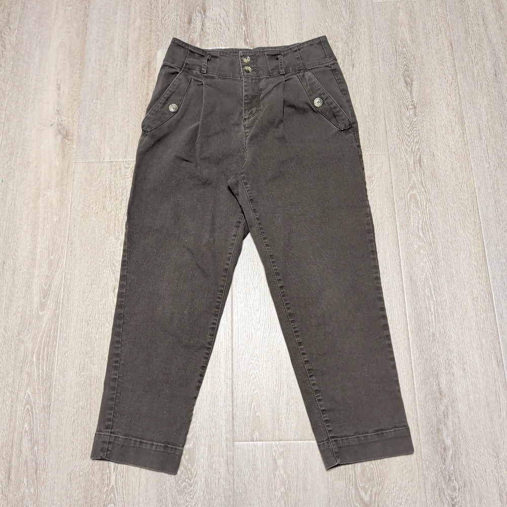 LOFT Womens High Rise Pleated Tapered Pants Brown‎ Cropped Size 6 31x26